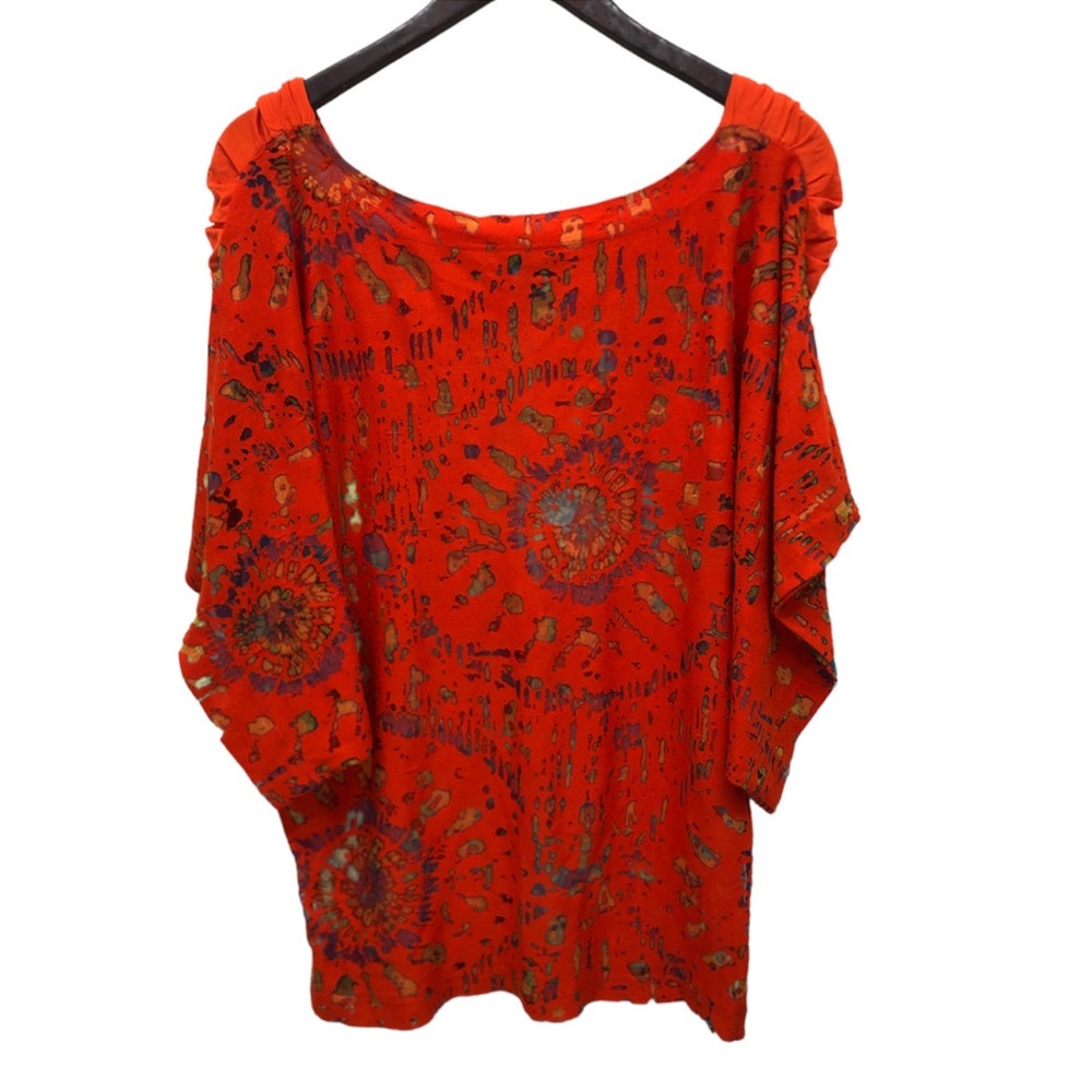 Language Dolman Top Anthropologie Orange Burnout sheer XS